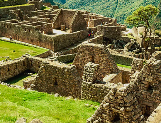 Stone-built residential rooms and courtyards at Machu Picchu