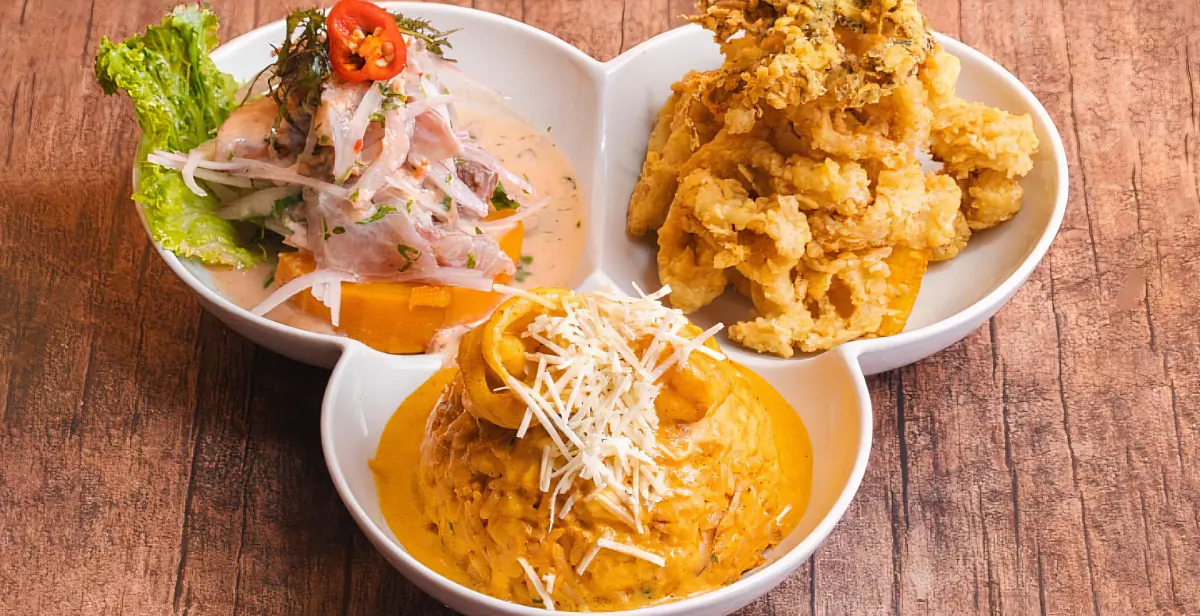 Three seafood preparations in a product photograph from the Ceviche Express merchant listing.