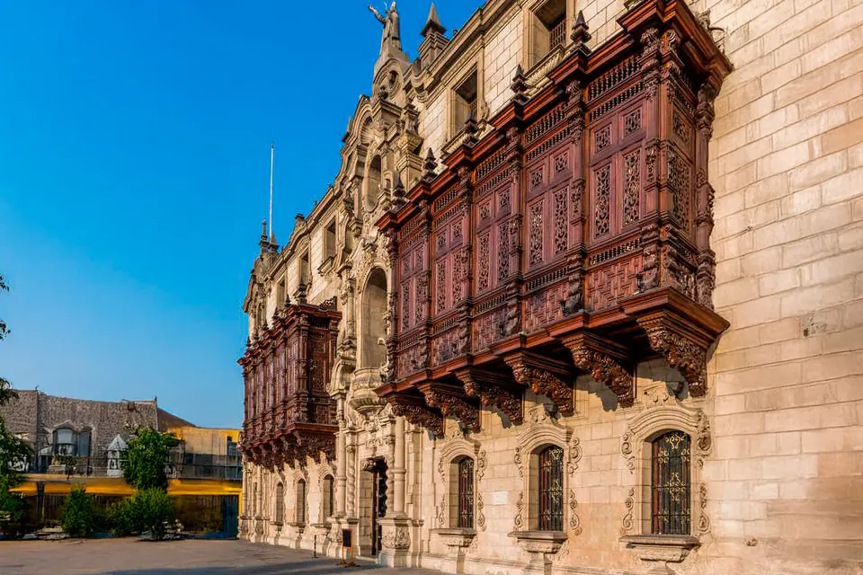 The carved wooden balconies on Lima’s Archbishop’s Palace.