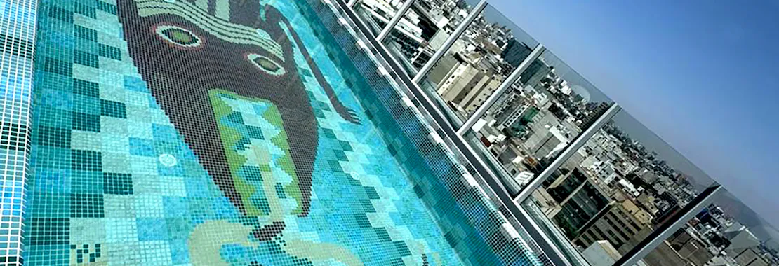 Rooftop swimming pool at nhow Lima, property photograph