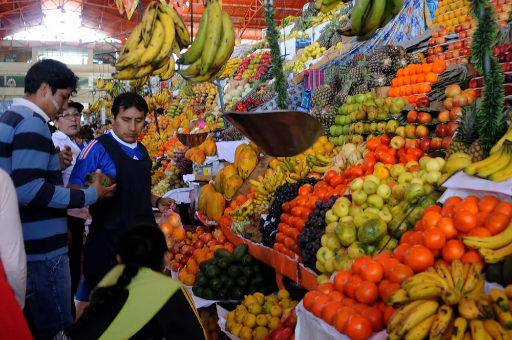 Fruit sellers at San Camilo market, in an archival photograph from 2013